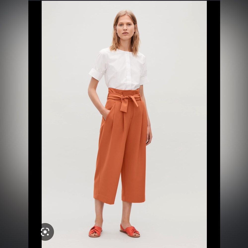 Cos paper bag culottes in burnt orange, size 4